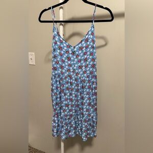 K&K Women’s Lightweight Blue Floral Sleeveless Mini Dress size medium juniors